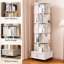 Bibliothèque blanche pivotante avec tiroir - Présentoir à 360 °, support de rangement à 6 niveaux pour les petits espaces, chambre à coucher, salon