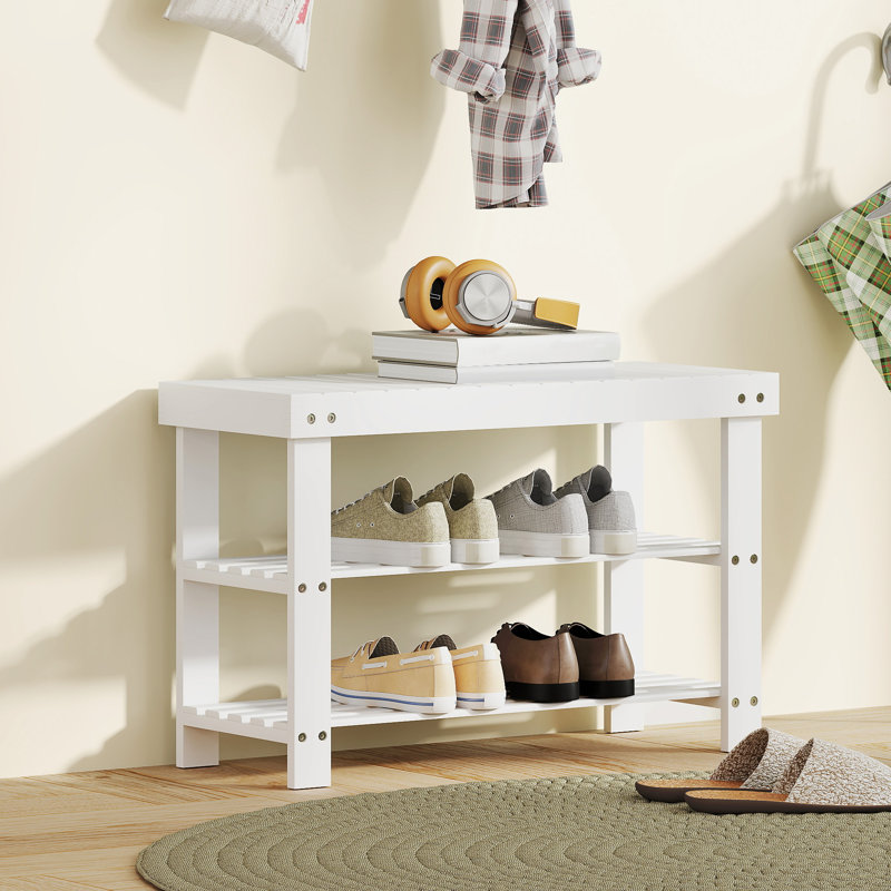 Shoe Storage Bench, 45cm H x 70cm W x 28cm D, White