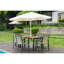 Ensemble repas de patio 7 pièces toutes saisons avec plateau en bois d'acacia et trou pour parasol