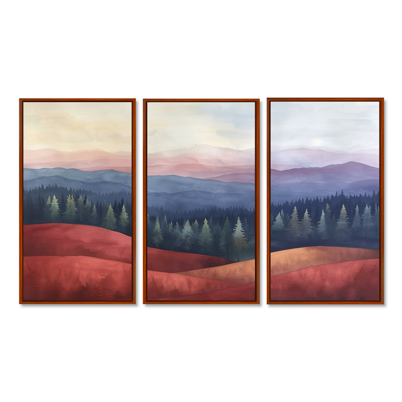 Christner - ensemble d'art mural campagne, H 28 po x l 36 po x P 1 po, Toile avec cadre flottant brun