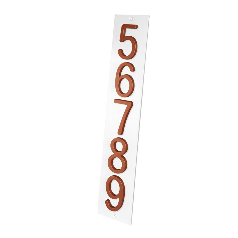 Plaque d'adresse verticale Amgo, Blanc, Cuivre, Oui
