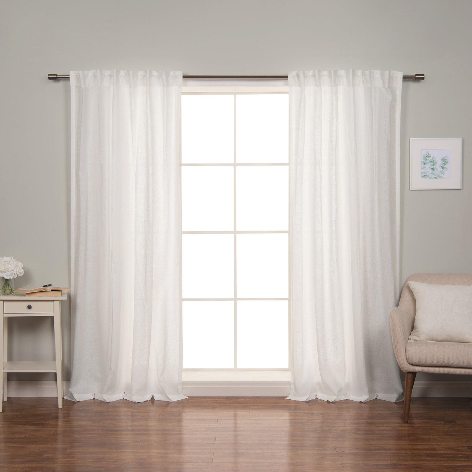 Gwen Semi-Sheer Linen Curtain Panel Set, Dark Gray, 52" W x 84" L