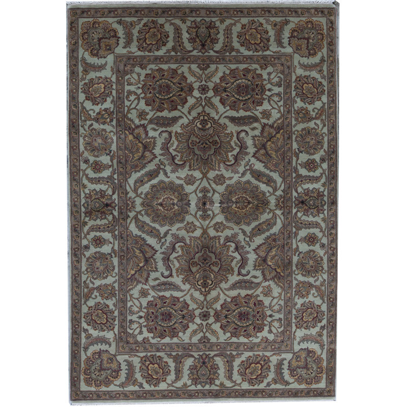 Tapis vert clair et vert clair de haute qualité noué à la main Trinity