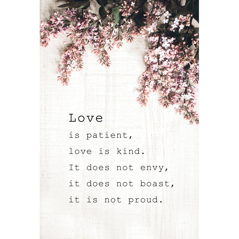 Love Is Patient With Flowers - Wrapped Canvas Print, 46cm H x 30cm W x 3.8cm D