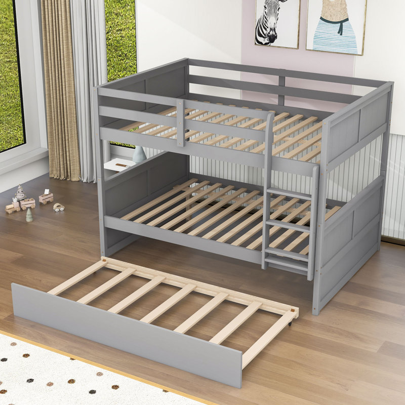 Asah Full Over Full Standard Bunk Bed with Trundle by Harriet Bee, Gray