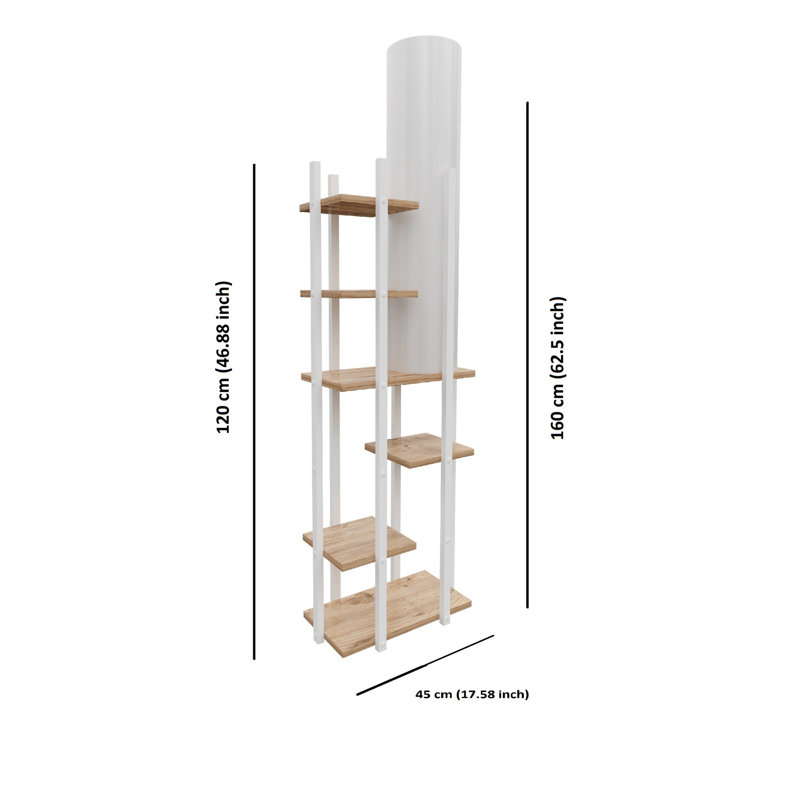 Lampe sur pied élégante avec abat-jour en tissu, blanc et finition naturelle, 63,0 x 9,8 x 15,7 pouces | Fabrication durable de panneaux de particules et de panneaux de fibres à densité moyenne | Douille E27, 60 W maximum | Interrupteur marche / arrêt sur câble, certifié CE, éclairage domestique moderne