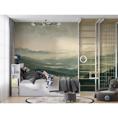 Murale Misty Mountain - Papier peint nature paysage pour chambre d'enfant ou espace de vie