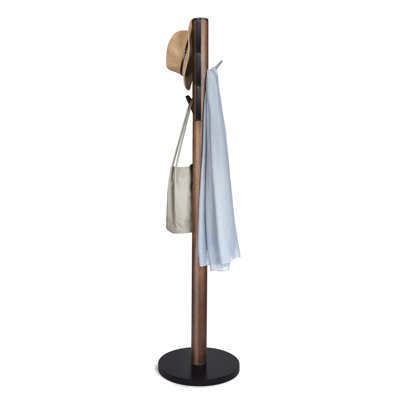Flapper 9-Hook Freestanding Coat Rack, Solid Wood with Flip-Down Hooks for Entryway, Bedroom, Office