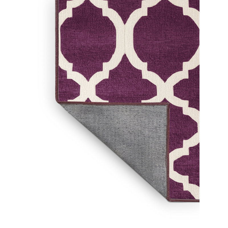 Tapis rouge en treillis lavable à la machine, Rectangulaire 2 pi x 3 pi