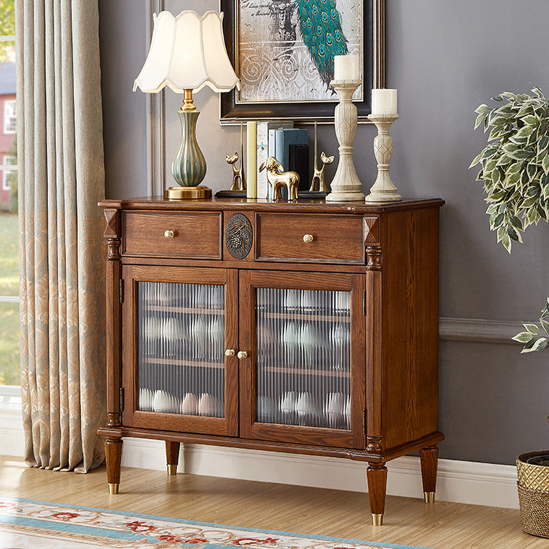 Walnut Solid Wood Sideboard, 35.43” H x 39.37” W x 16.14” D