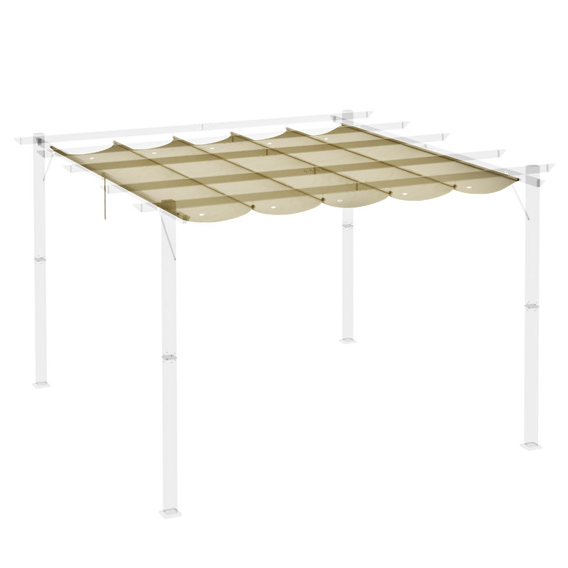 Outsunny Retractable Pergola Shade Cover ONLY, Beige, 6cm H x 350cm W x 250cm D