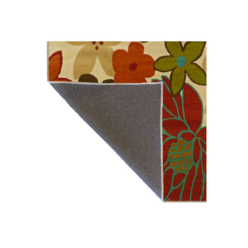 Tapis crème lavable à la machine à motif floral crème, Sous-tapis rectangulaire 5 pi 1 po x 7 pi 7 po inc