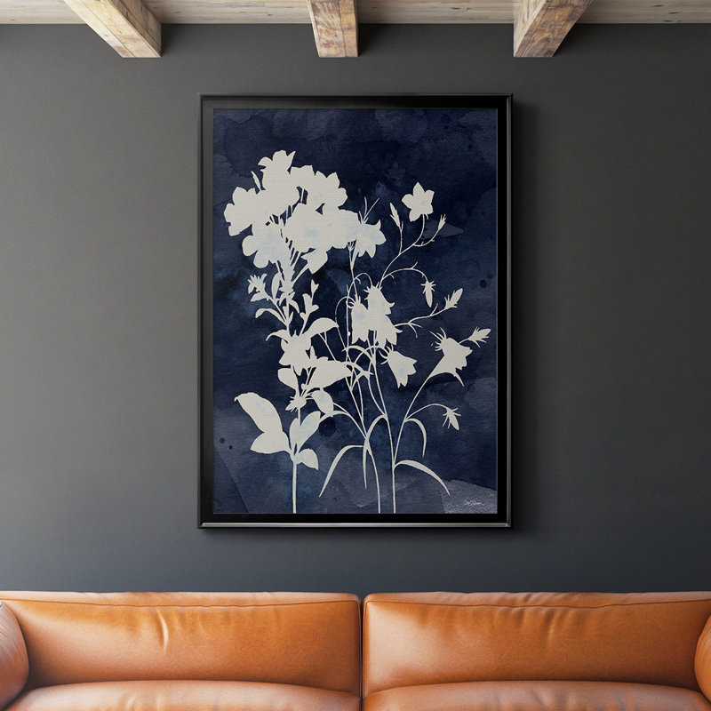 Indigo Botanical II Revisité - reproduction d'art sur toile, H 42,5 po x l 30,5 po x P 1 po, Noir