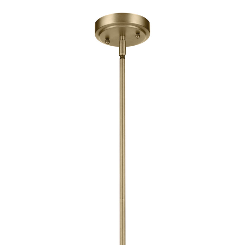 1-Light Natural Brass Modern Pendant with Seeded Glass Shade, Brass