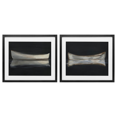 Still Canoe Reflections 2pc Framed Print Under Glass Set, design by Ethan Harper