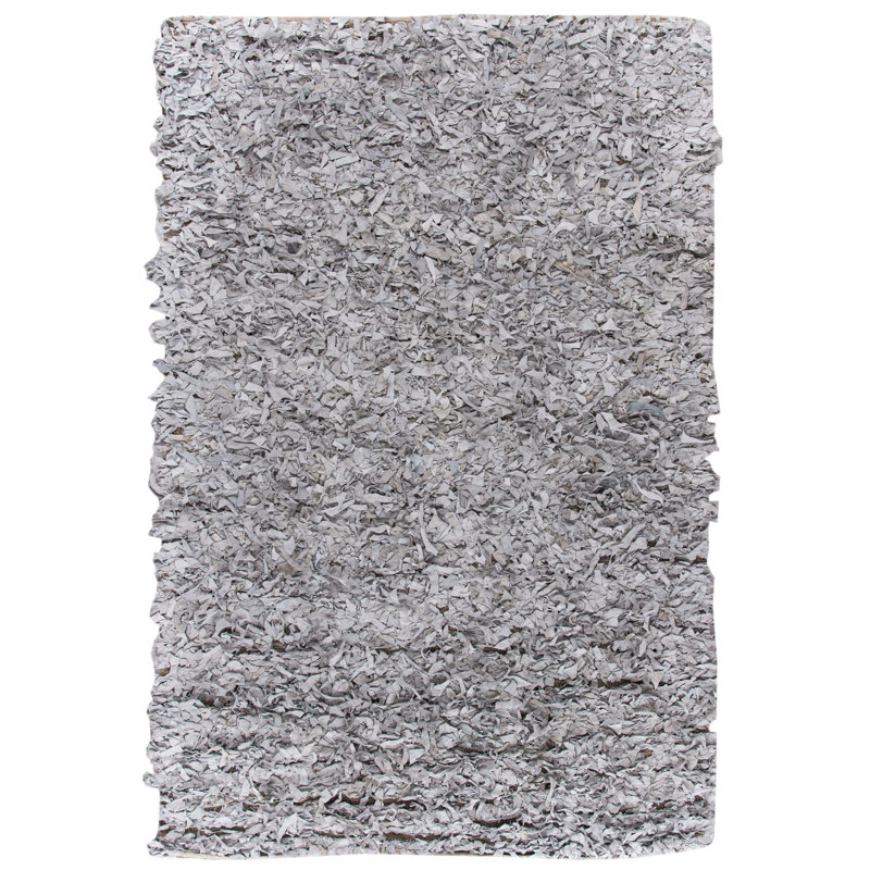Tapis en cuir tissé à la main de couleur unie Godsey, Rectangle 2 pi 3 po x 4 pi