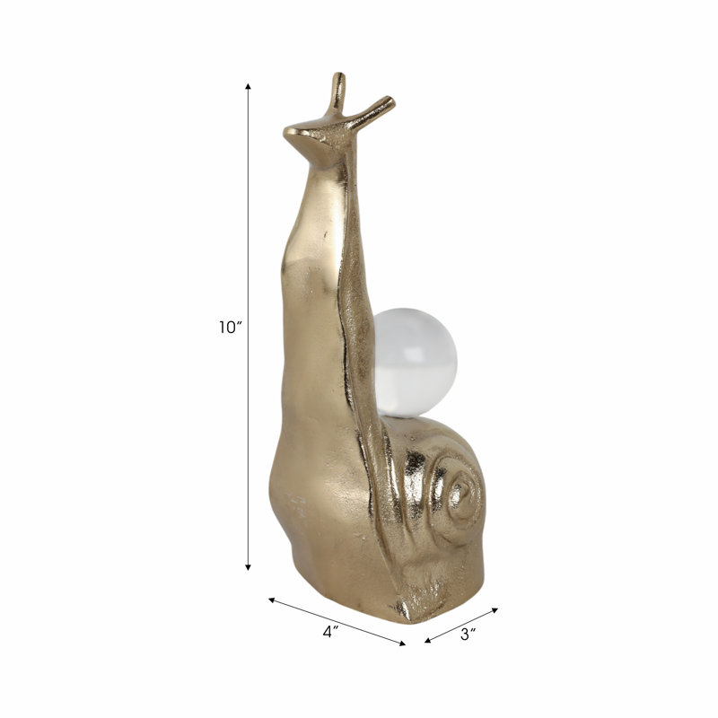 Sagebrook Home 10X4" Tall Snail With Acrylic Ball, Gold