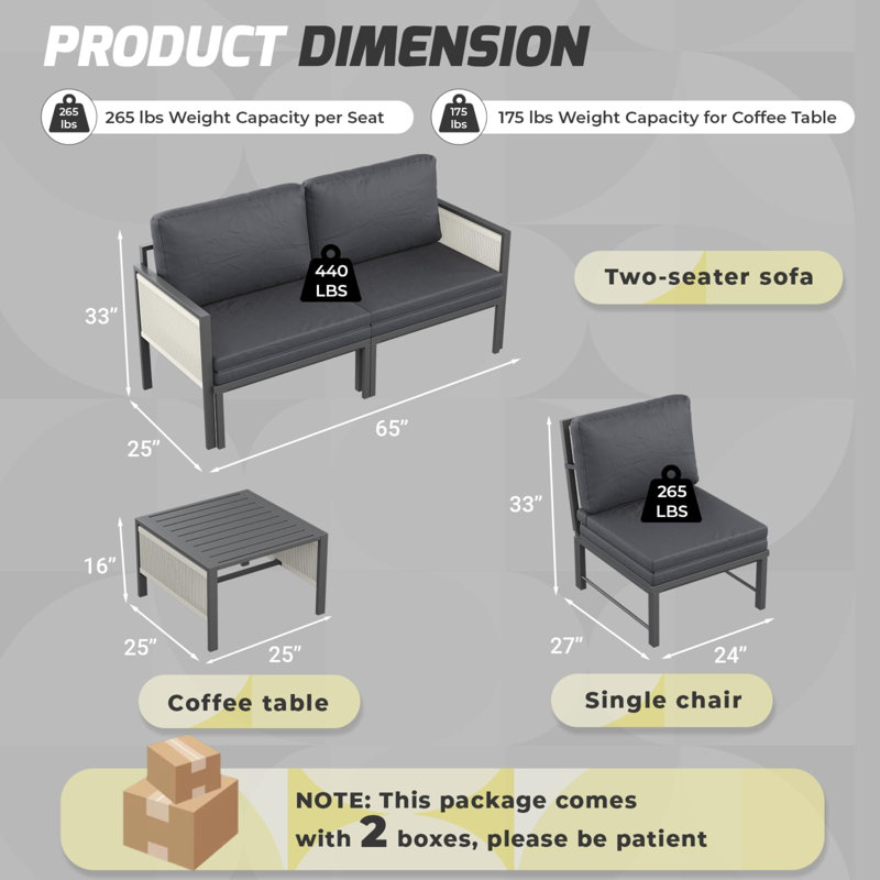 Outdoor Sectional Couch With Coffee Central Table Patio Conversation Sets