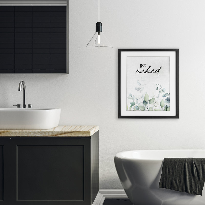 «Get Nake Minimal Herbs», reproduction sous verre encadrée, design par lettré et doublé, H 21 po x l 17 po, Cadre noir minuit