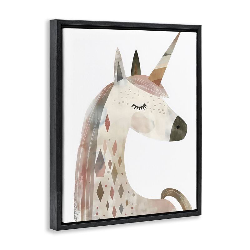 Licorne neutre avec cadre flottant formes, design by Creative Studio, Cadre flottant noir de jais, H 21 po x l 17 po