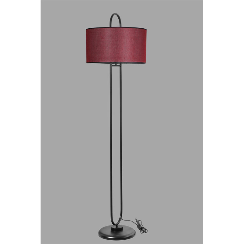 Abbotsford 170cm Traditional Floor Lamp, Black, Claret Red