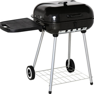 21" Charcoal Grill With Wheels And Bottom Shelf - Portable Bbq Adjustable Vents For Picnic, Camping, Backyard Mouthwatering Barbecue Delicious Grilling