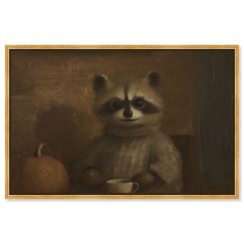 «Raccoon Reverie» par Art Remedy, H 25 po x l 37 po, Cadre doré