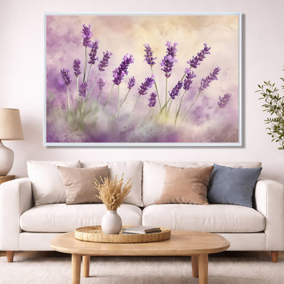 Toile florale mauve, art mural lavande, brise de jardin lavande
