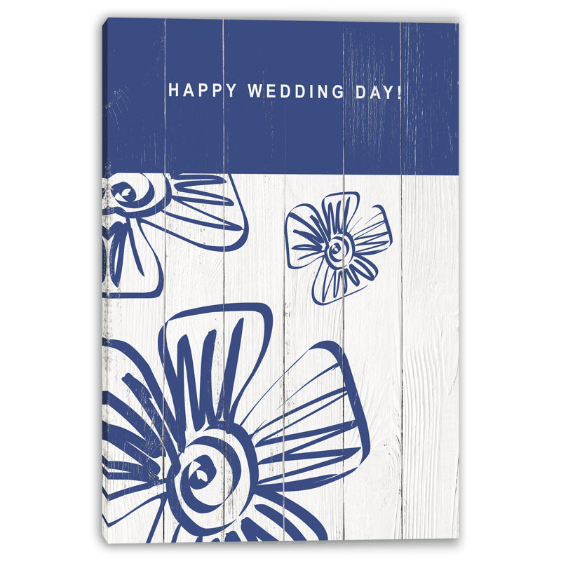 Joyeux mariage, art mural sur toile rustique floral fantaisiste, H 36 po x l 24 po
