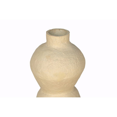 Sculptural Paper Mache Tan Vase H 34"