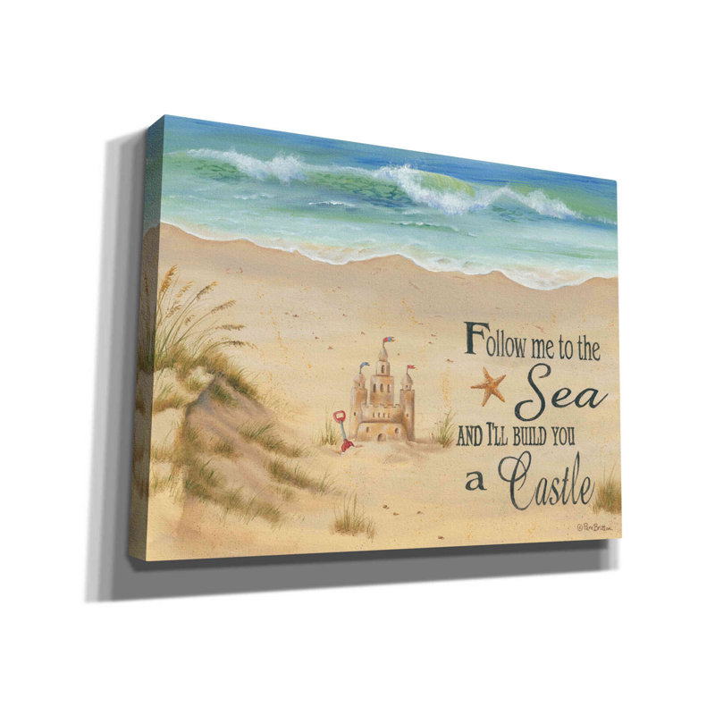 «Sandcastle» par Pam Britton, art mural sur toile, H 12 po x l 16 po x P 0,75 po