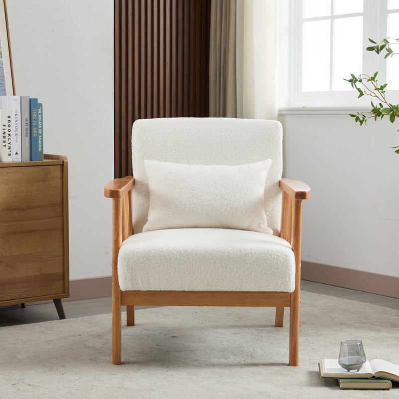 Kialie Upholstered Armchair, White Teddy