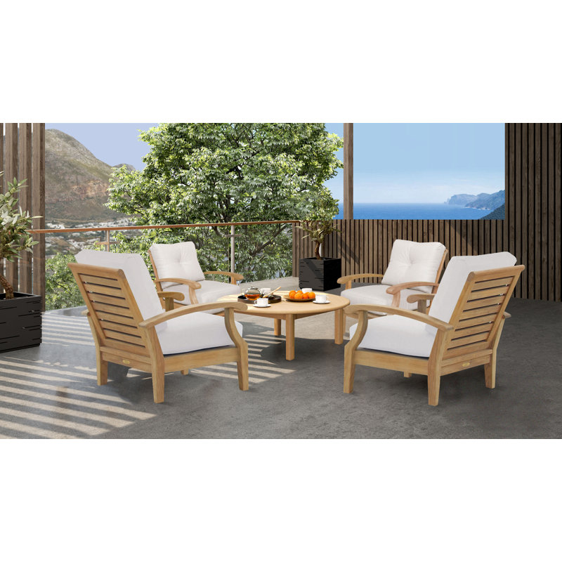 Cayman Kimonie Deep Seating Outdoor Patio Chair with Ottoman, Natural Sunbrella®, Yes