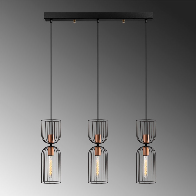 Luminaire suspendu géométrique à 3 lumières pour îlot de cuisine Chittenden