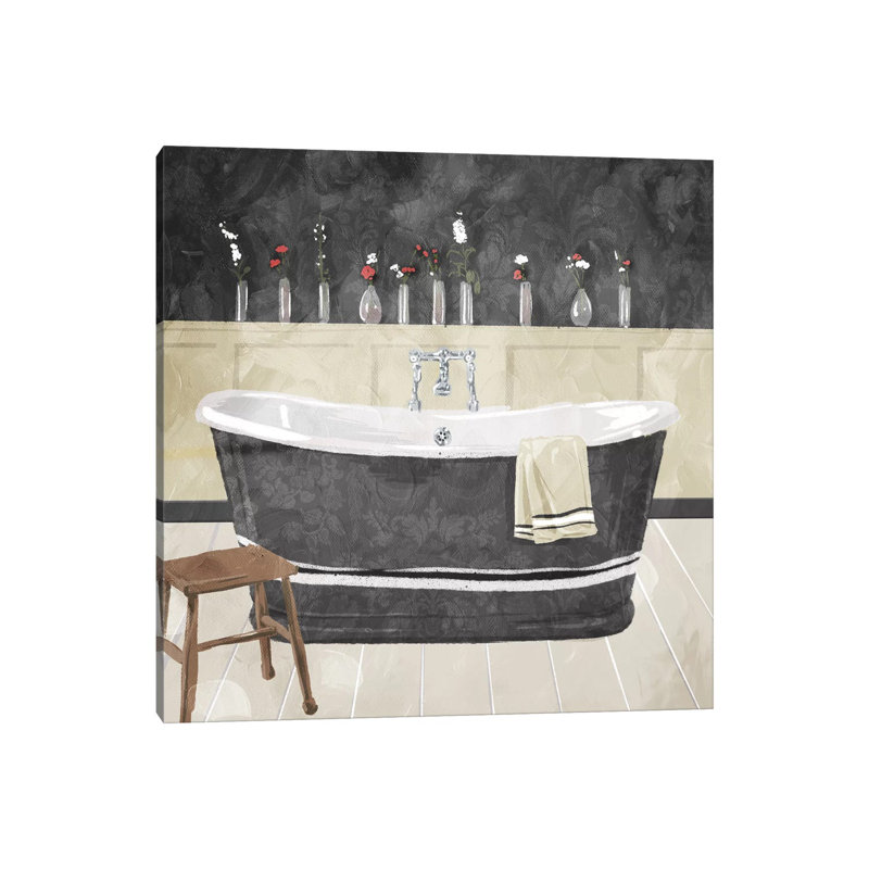 Bathroom Florals Dark by Mlli Villa - Wrapped Canvas Print, 66.04 cm H x 66.04 cm W x 1.91 cm D