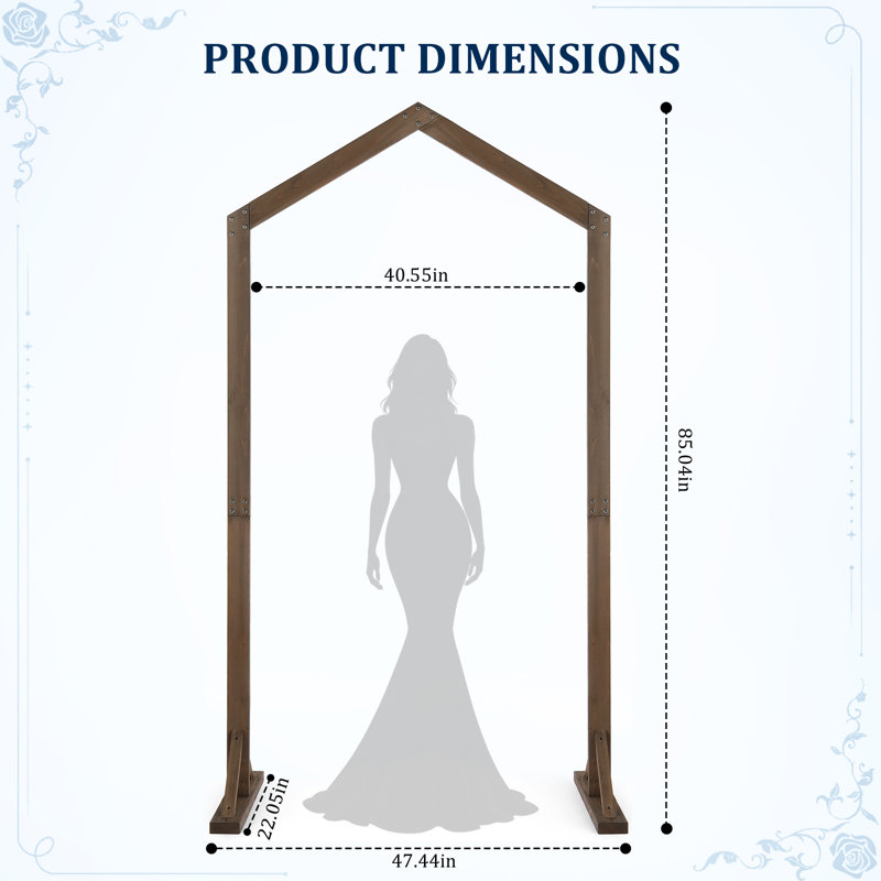 Winado 7 ft Peaked Solid Wood Wedding Arbor Backdrop for Ceremony and Party