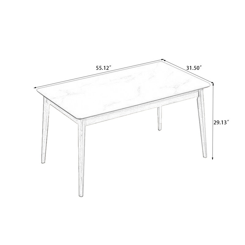 Blanc / pierre rectangulaire Burlywood + table de salle à manger papillon en bois massif, H 29,13 po x l 55,12 po x l 31,5 po