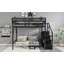 Lit mezzanine double avec escalier, lit mezzanine double en métal avec tablettes de rangement, lit mezzanine haute avec garde-robe pour enfants, noir (Old Skuw2580s00037)-1398557021