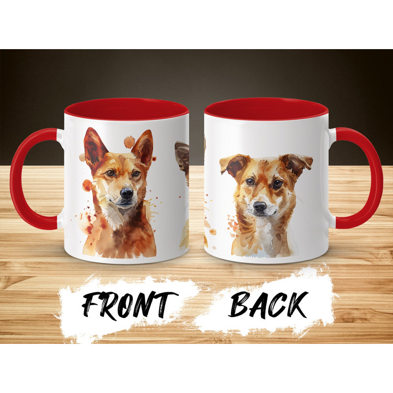 Artistic Watercolor Dog Portraits 11oz Coffee Mug, Red, 2