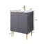 Meuble-lavabo simple 24 po gris foncé avec plateau en céramique 24 po