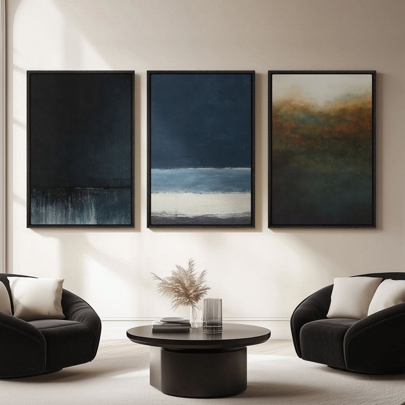 Art mural encadré sur toile, rétro muraux abstraits pour chambre à coucher, H 24 po x l 16 po, Noir