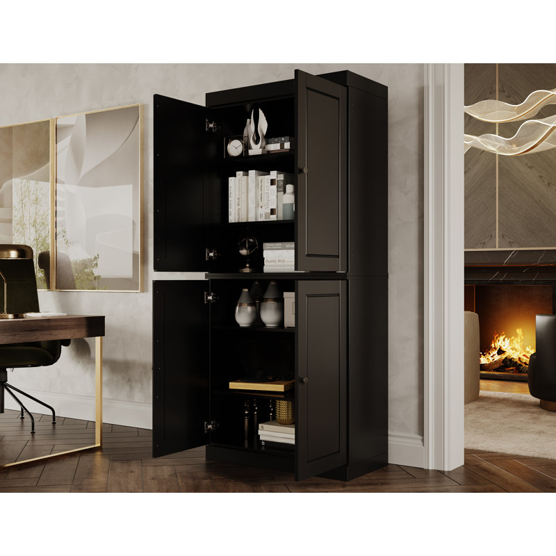 Bibliothèque à 6 tablettes en bois massif l 32 "x H 71,5" Arreana, Noir