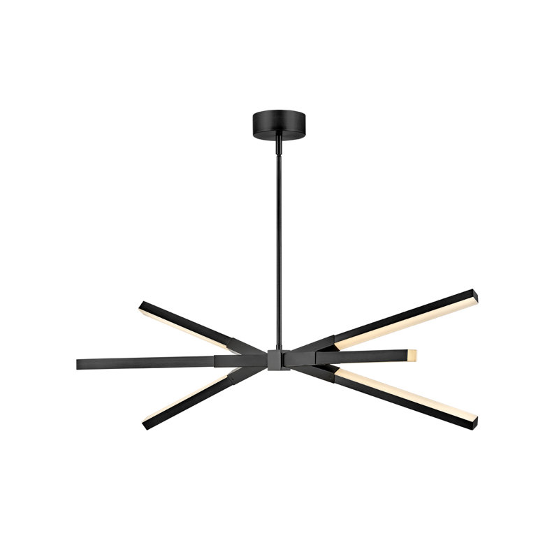 Rae Modern Jetted Black LED Linear Chandelier with Etched Acrylic Shade