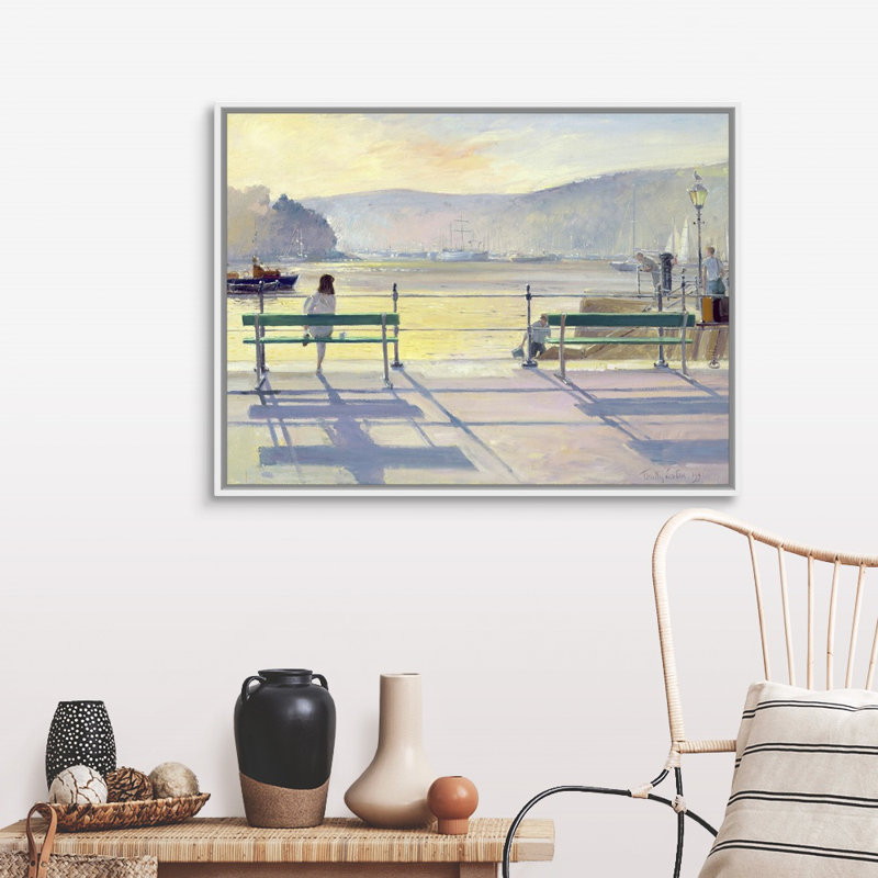 «Harbor View» par Timothy Easton, reproduction d'art graphique sur toile, H 32 po x l 42 po x P 1,75 po, Cadre flottant blanc