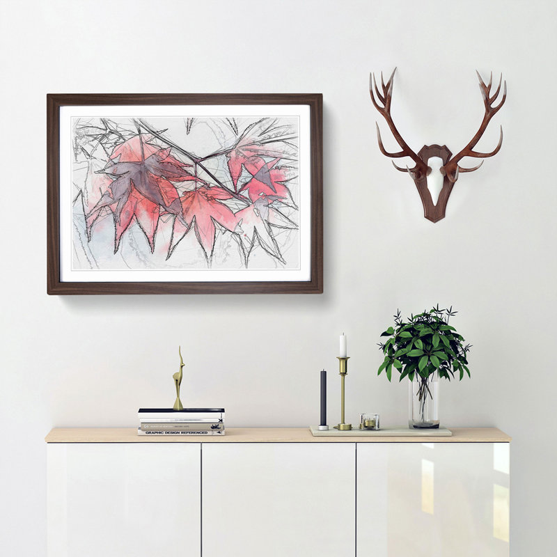 Leaves of a Maple Tree in Abstract - Picture Frame Graphic Art Print, Walnut Framed, 36cm H x 48cm W x 2cm D