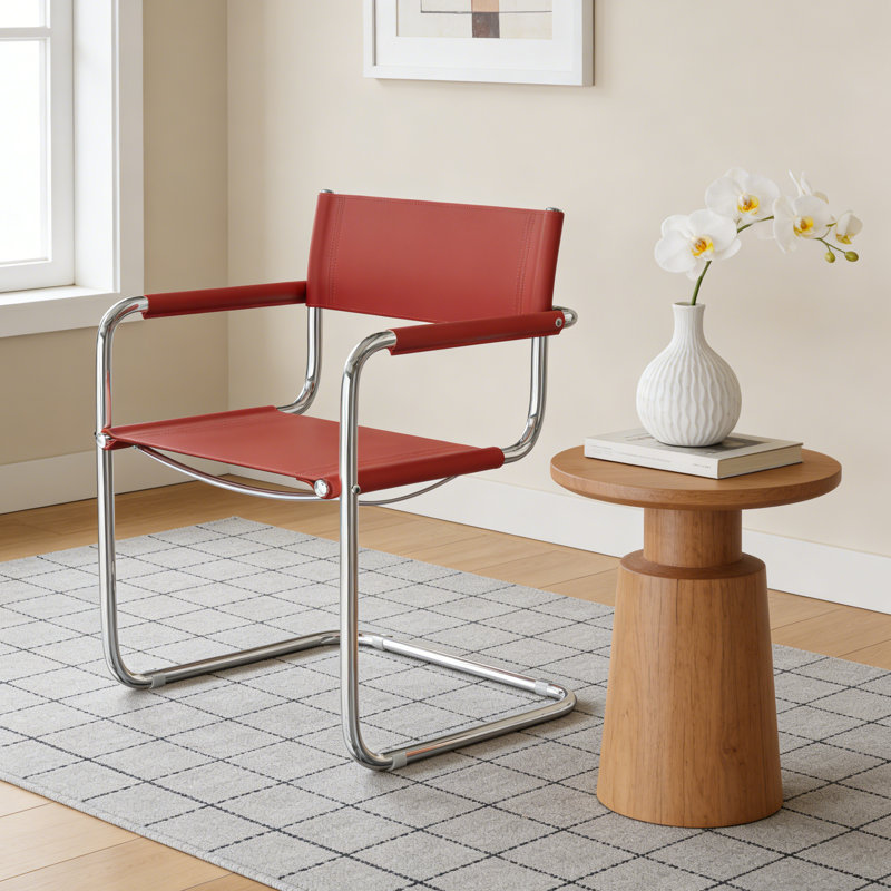Fauteuil d'appoint en cuir Momei Saddle, Rouge