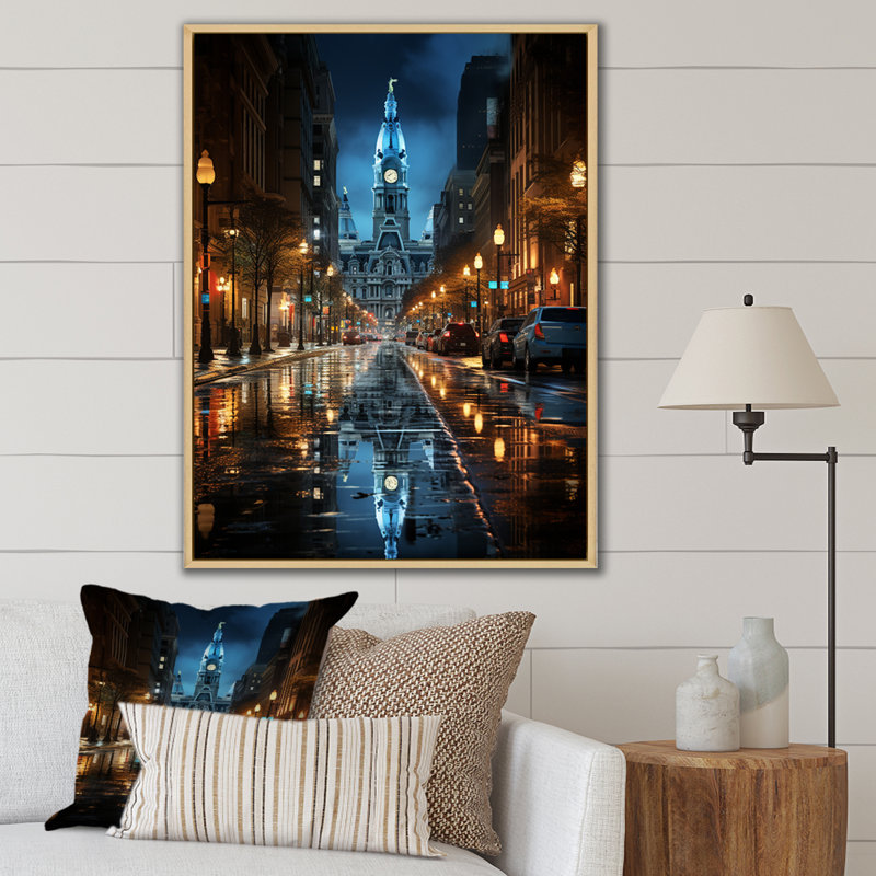 Kosak Philadelphia Beautiful Cityscape - reproduction, H 32 po x l 24 po x P 1 po, Cadre naturel flottant