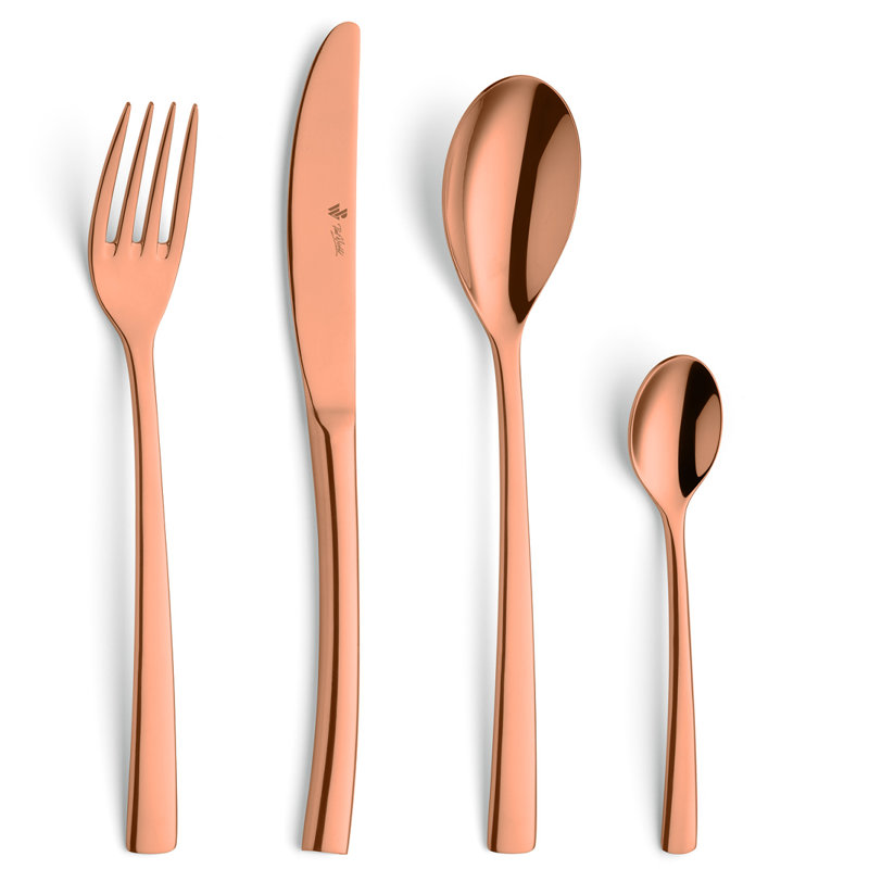 24-Piece 18/10 Stainless Steel Cutlery Set for 6 People, Copper