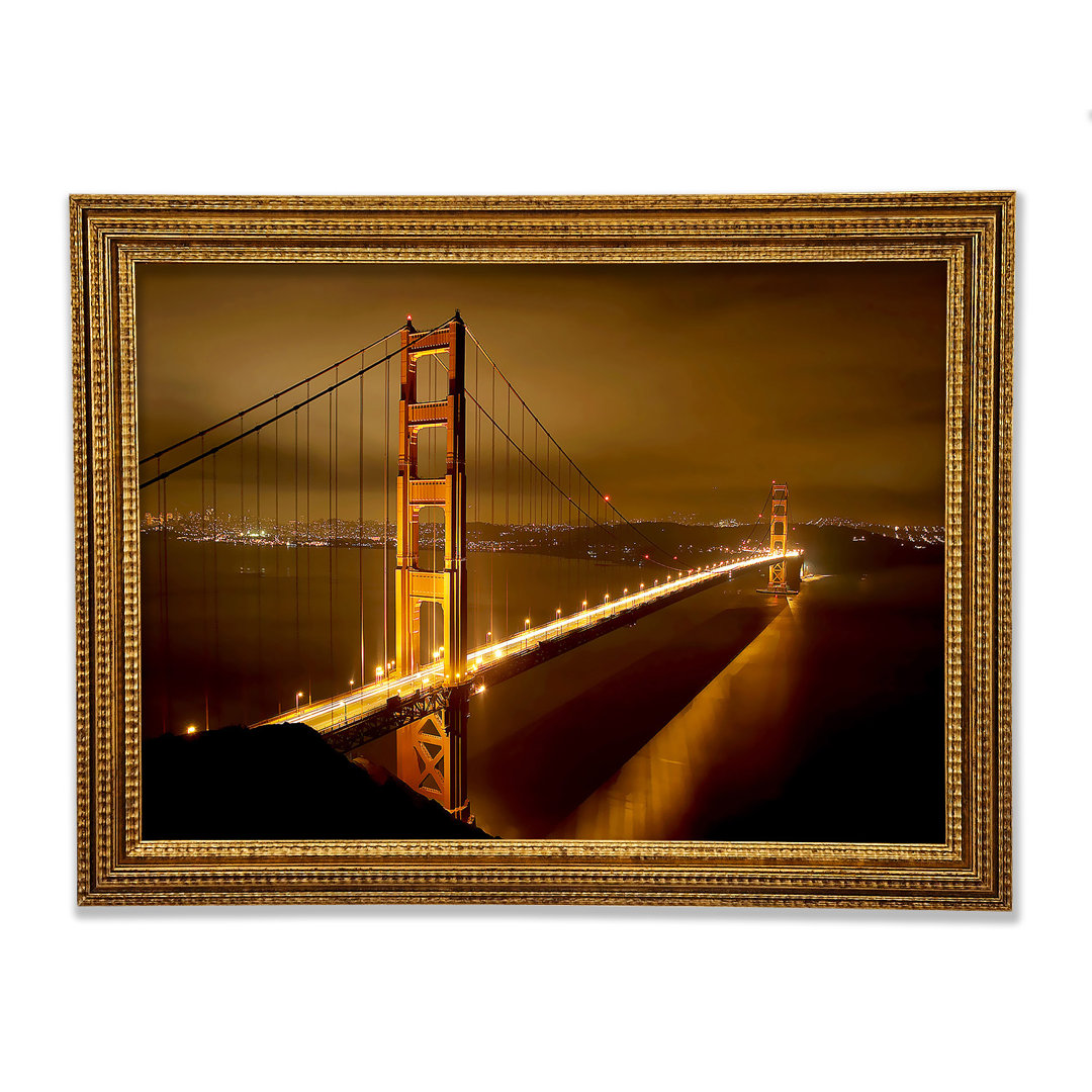 San Francisco Bridge Golden Mist - Einzelner Bilderrahmen Kunstdrucke