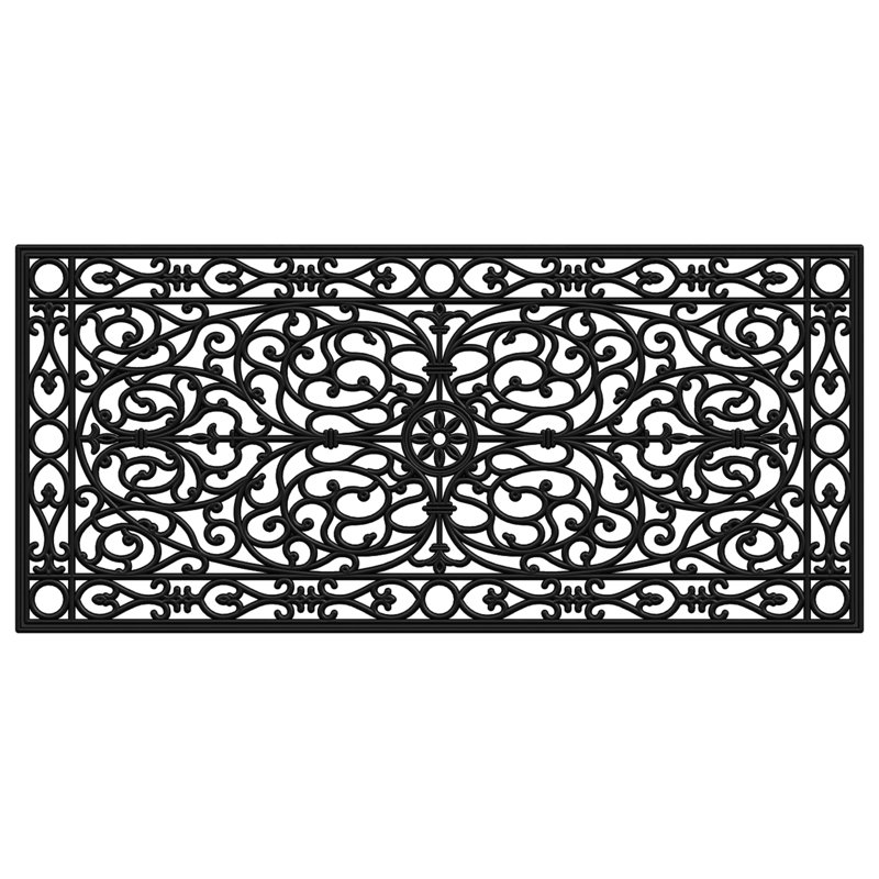 Tapis de porte d'extérieur antidérapant Schairer, L 22 po x L 48 po, Noir